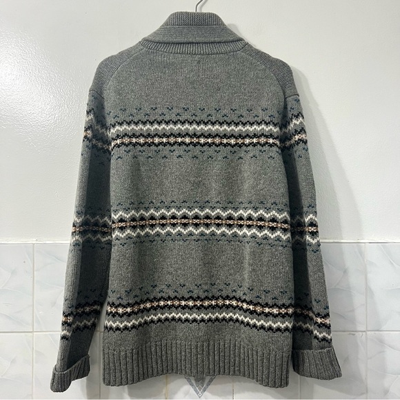 Dockers Men's M Gray Fair Isle Wool Button Down Cardigan Sweater Academia Preppy - Picture 7 of 10